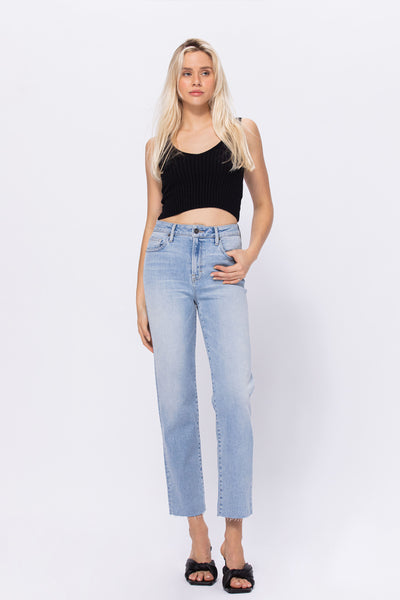 TRACEY SUPER LIGHT WASH CLEAN CROPPED STRAIGHT JEAN
