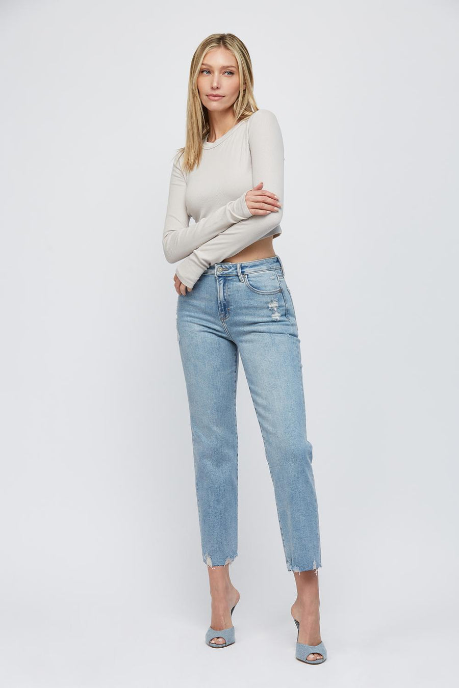 [TRACEY] MEDIUM LIGHT GRINDED CROPPED STRAIGHT