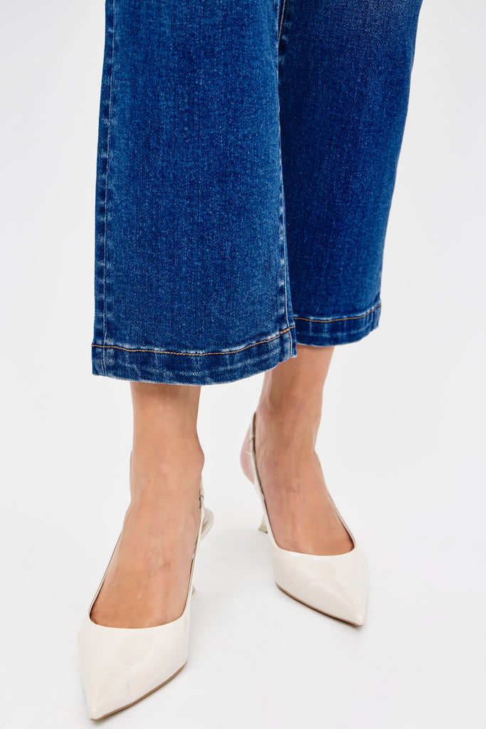 [TRACEY] DARK WASH KNEE DISTRESSED CROPPED RELAXED STRAIGHT