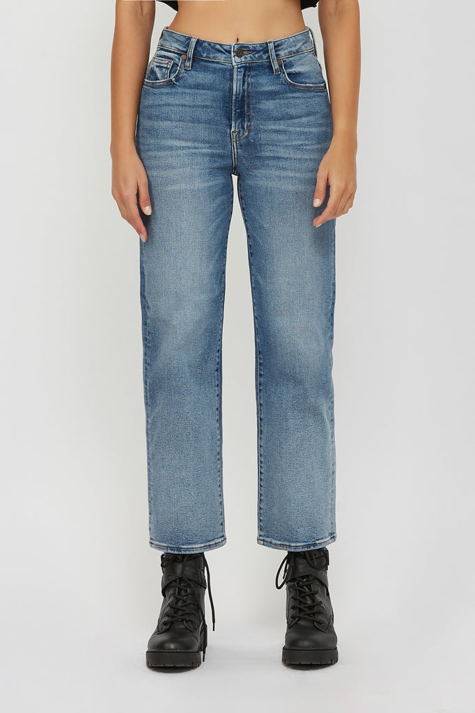 [ELLA] MEDIUM 28" INSEAM DISTRESSED STRETCH WIDE STRAIGHT