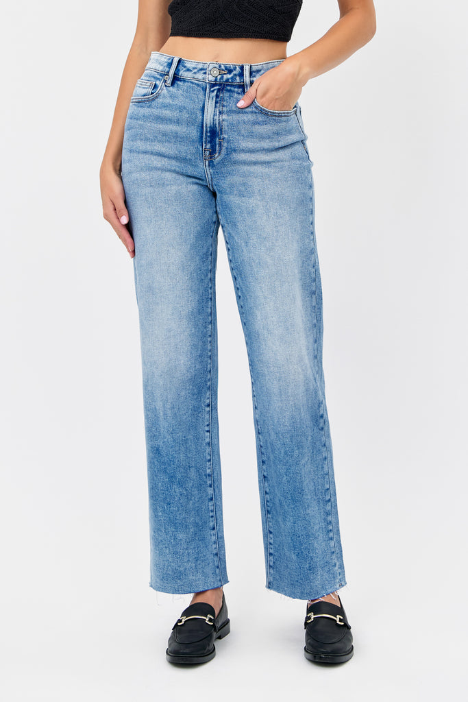 [ELLA] Medium Light Clean 32" Inseam Wide Straight