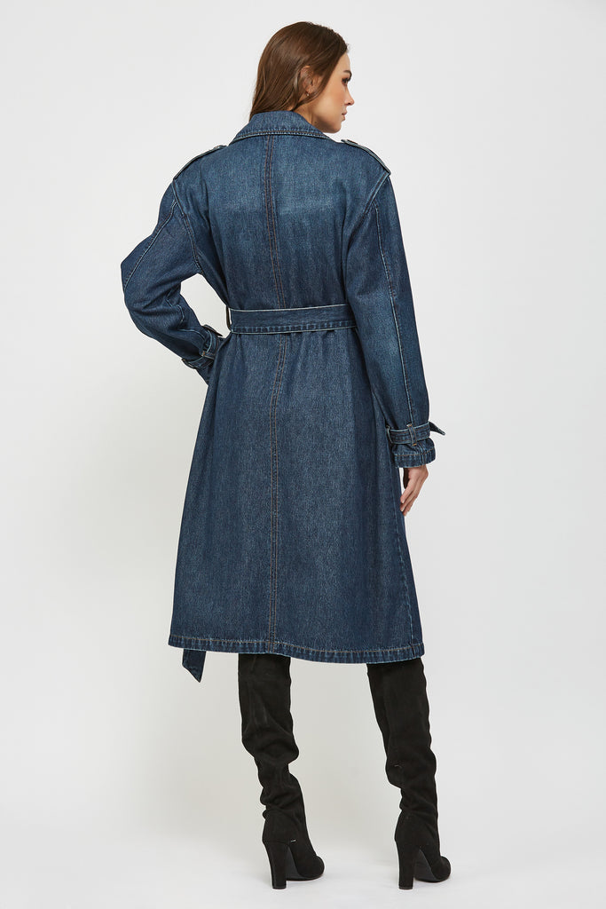 [REBEL] DARK WASH CLASSIC FULL LENGTH TRENCH COAT