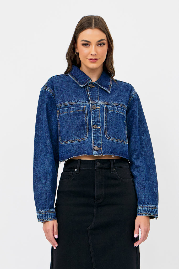 [REBEL] DARK WASH CLASSIC CROPPED JACKET