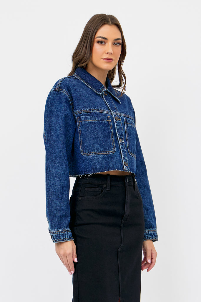 [REBEL] DARK WASH CLASSIC CROPPED JACKET