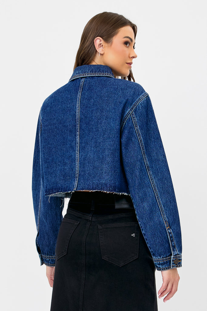 [REBEL] DARK WASH CLASSIC CROPPED JACKET