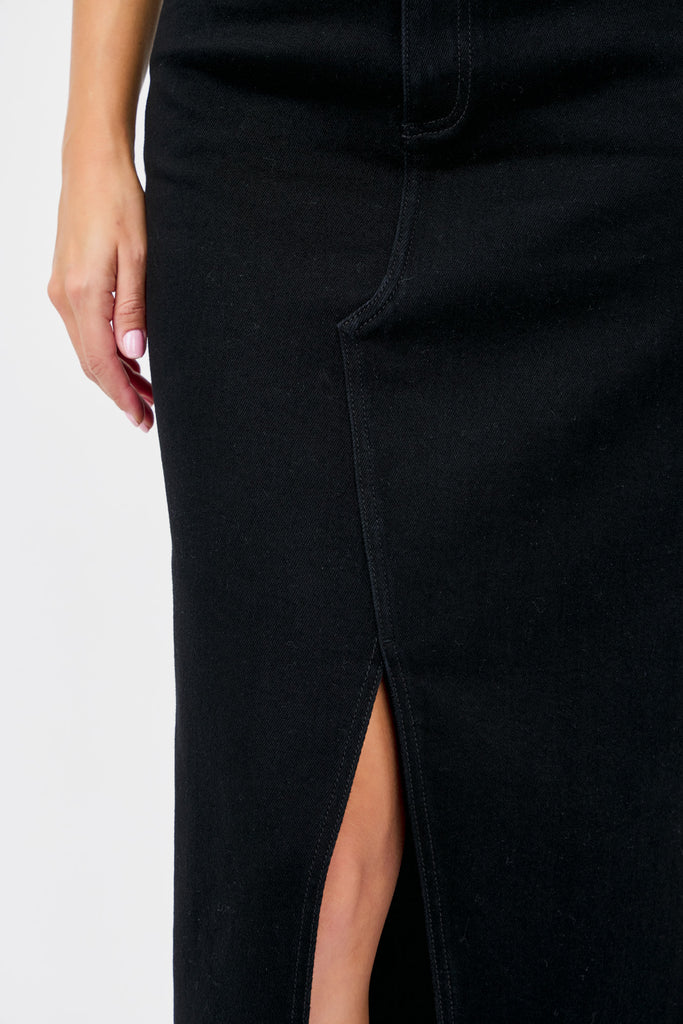 [PEYTON] BLACK 34" INSEAM MIDI SKIRT