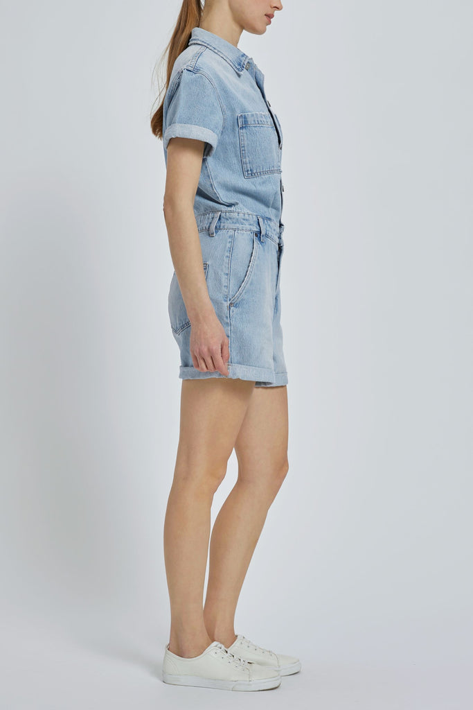 Medium Light Classic Denim Short Romper