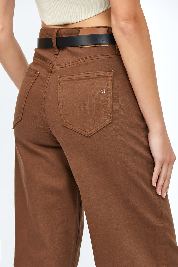 [NORI] CHESTNUT COLORED CLEAN STRETCH 28" INSEAM WIDELEG