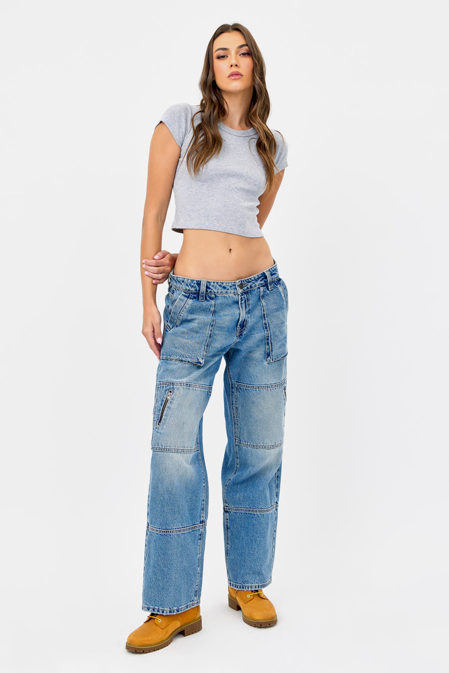 Medium Wash Fashion Low Slung Baggy Jean