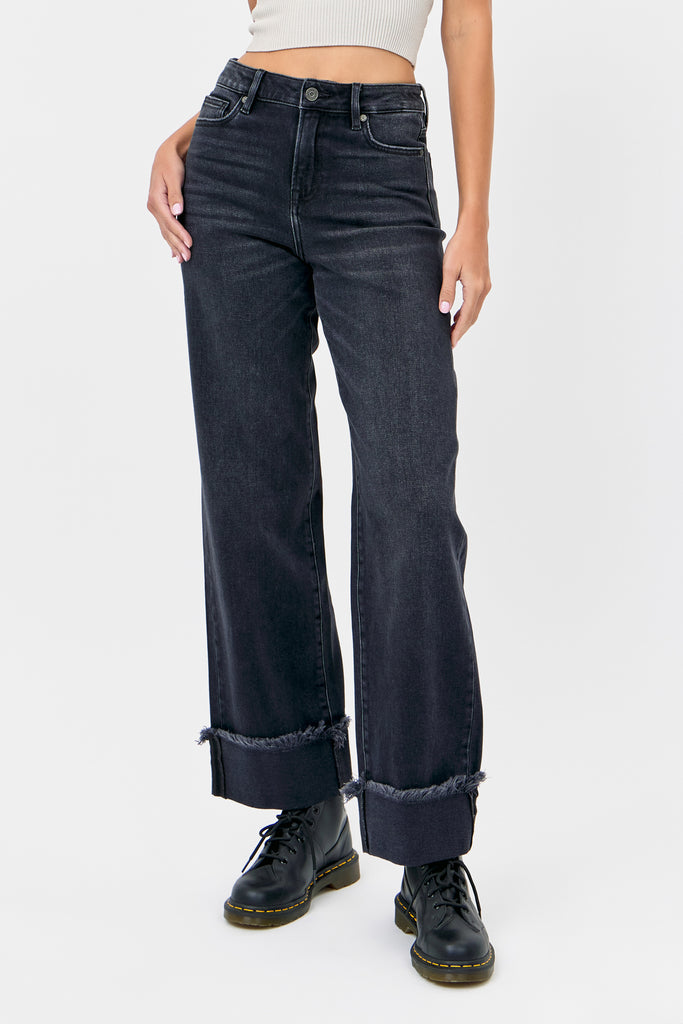 [LOGAN] CHARCOAL WASH CUFFED 32" INSEAM DAD JEAN