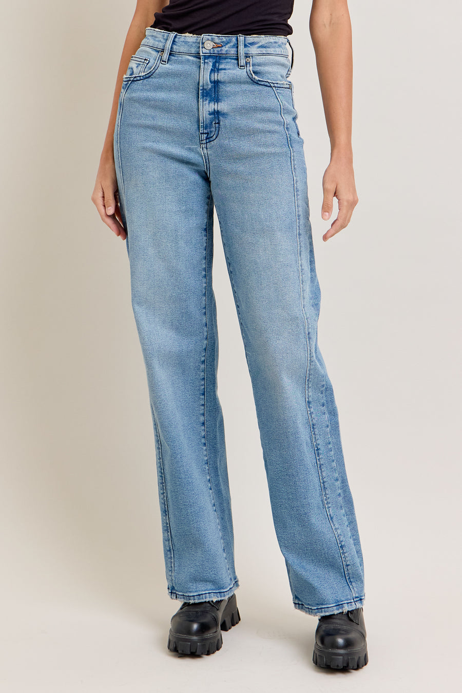 [LOGAN] MEDIUM WASH 32" INSEAM HIGH RISE LOGAN DAD CURVED SEAM JEAN