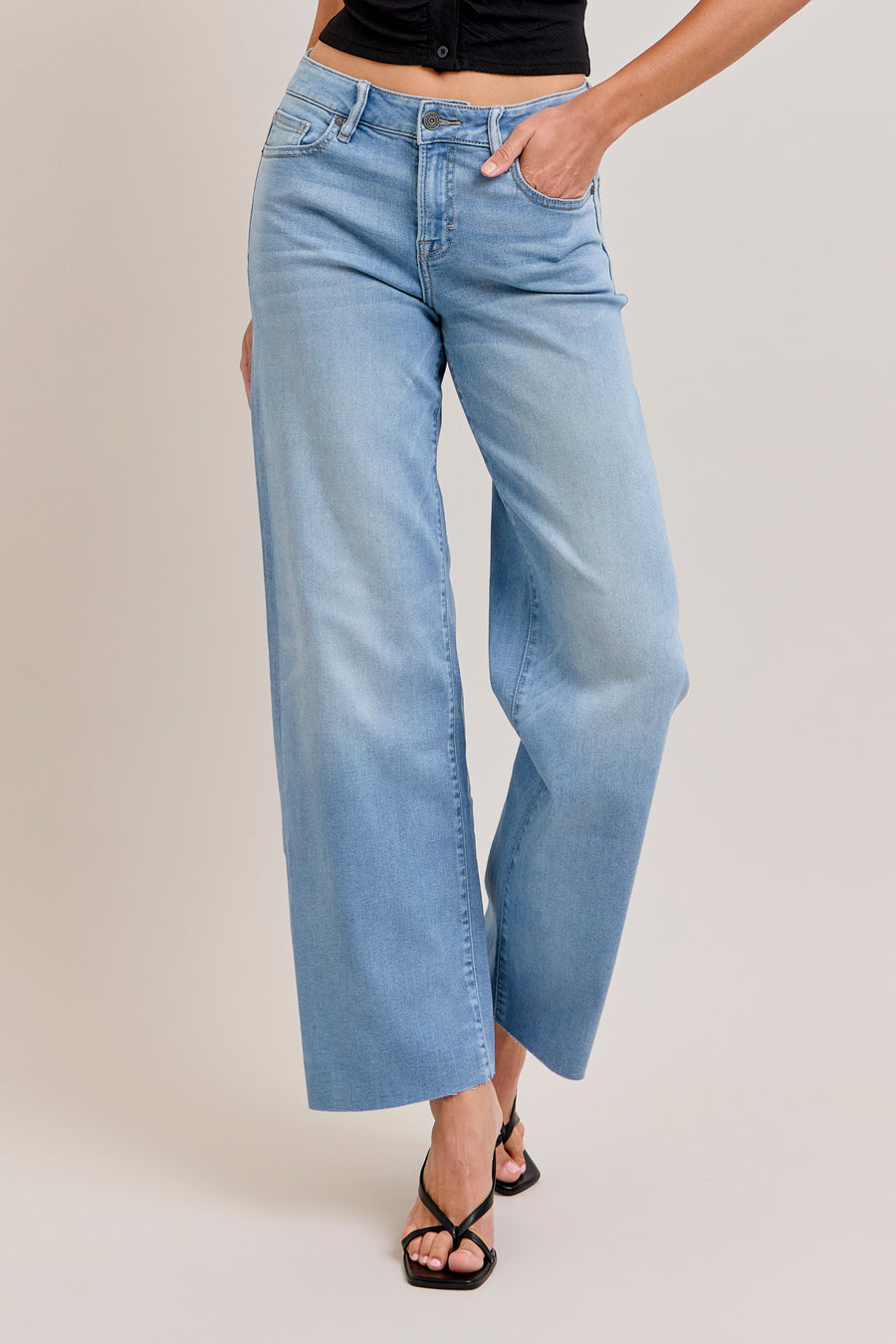 Vintage Wash Stretch Mid Rise Dad Jean